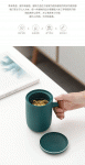 创意木柄陶瓷带盖茶水分离过滤办公杯定制